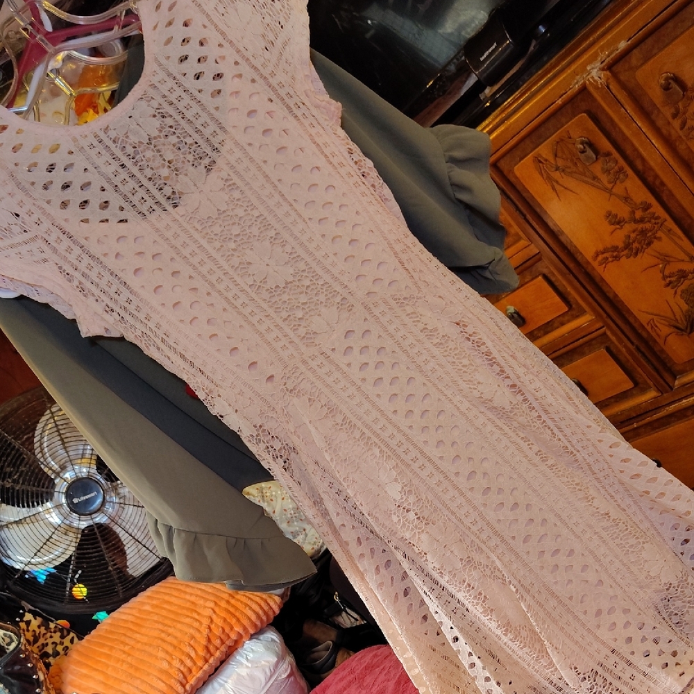 Elegant Lace Mini Dress in Pink